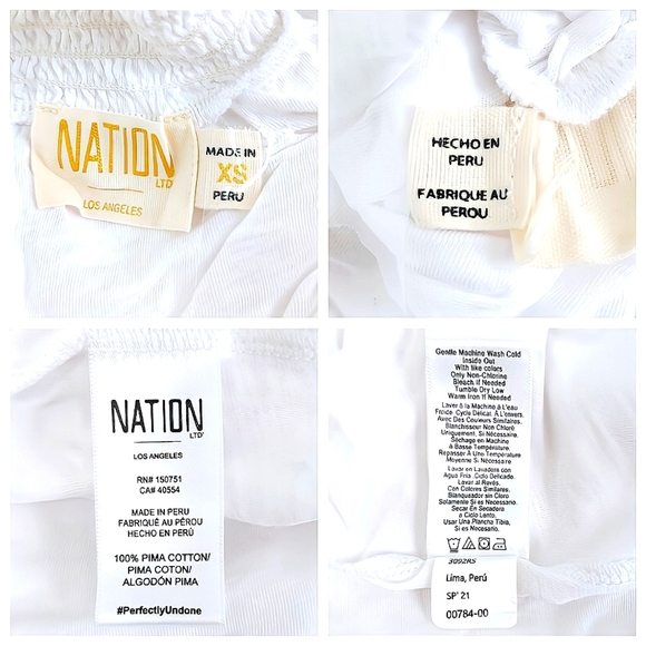 Nation LTD White Ruffle Neck Sleeveless Top Gold Snaps Fitted Size XS Girly - Picture 6 of 6
